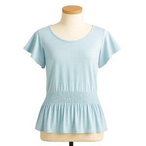 wonder nation Top Blue Girls M (7/8) Elastic Waist Flutter Sleeves